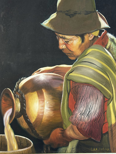 Óleo Original Francisco Larriega Realismo Cultural Andino