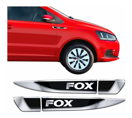 Adesivo Emblema Resinado Aplique Lateral Fox Decorativo Par
