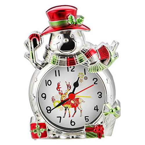 Reloj Despertador Retro De Navidad Con Muñeco De Nieve