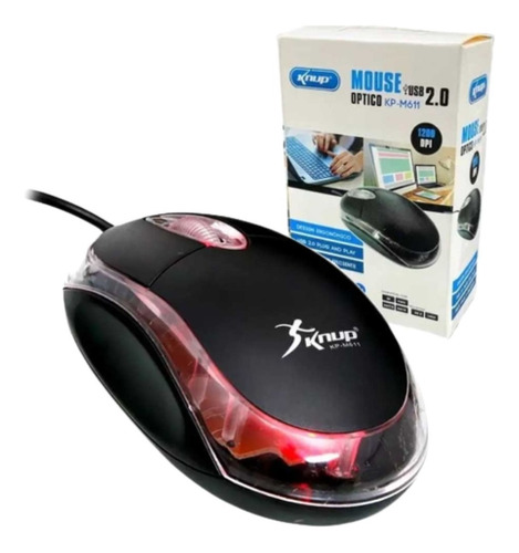 Mouse Para Computador Com Fio Knup Kp M611 Preto