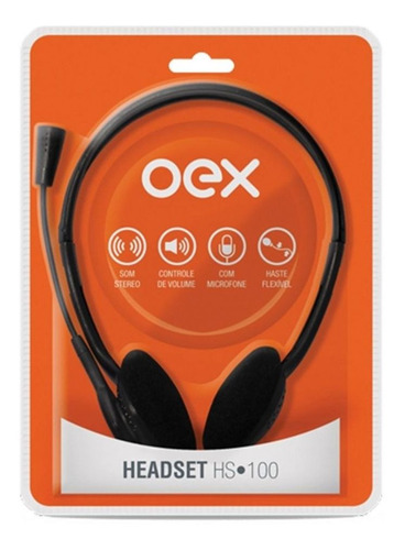 Imagem 3 de 5 de Fone De Ouvido Com Microfone Oex Headset 30mm Hs100 Preto