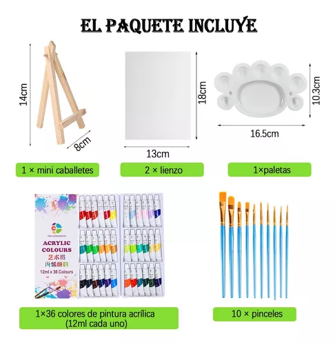 Juego de Pintura Acrilica, EASYTAO Pintura 24 Colores×12ml con 10 Pinceles  y 1 Paleta, Kit de Pintura Acrílica Profesionales, Set de Suministros de  Arte para Papel, Lienzo, Roca, Madera, Cerámica : 