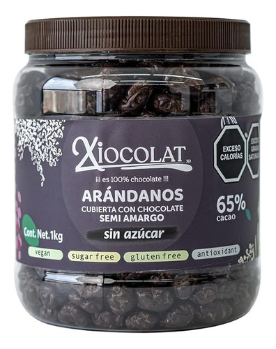 Arándanos C/chocolate Sin Azúcar Vegan S/gluten Xiocolat 1kg