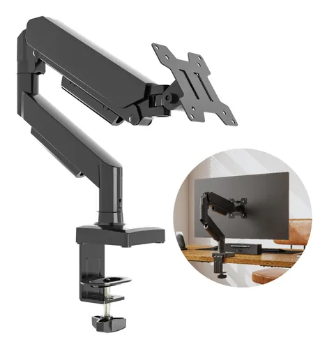 Suporte Para Monitores Articulado De Mesa Pistão A Gás 10-32 Preto Com Pintura Eletrostástica