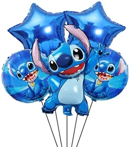 Paquete de 5 globos metálicos con diseño de stitch / 810226 / zhsq-69 /  li-5 – Joinet