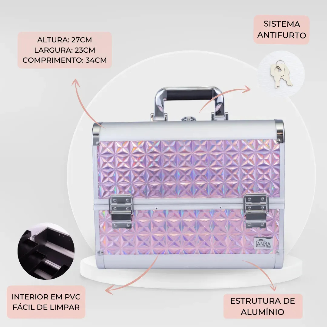 Anna Make Maleta de Maquiagem Profissional R400 Vazia Cor Rose — miniatura 5