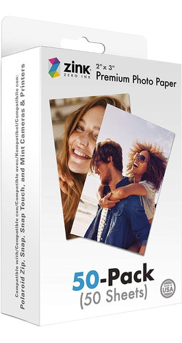 Imagen 1 de 5 de 50 Hojas Papel Fotografico Premium Zink Zero Ink 2x3 