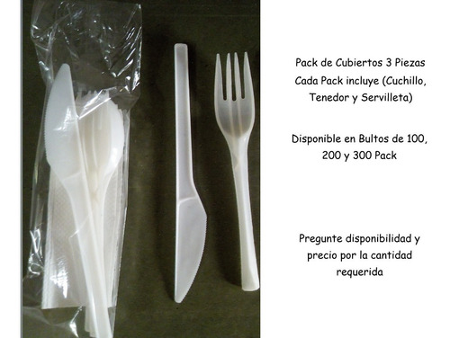 Cubiertos Plásticos Paquete Cuchillo,tenedor, Servilleta