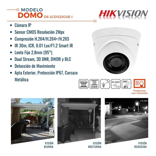 Imagen 2 de 7 de Cámara Ip Hikvision Domo 2mpx 2,8mm 1080p Ir Exterior P2p