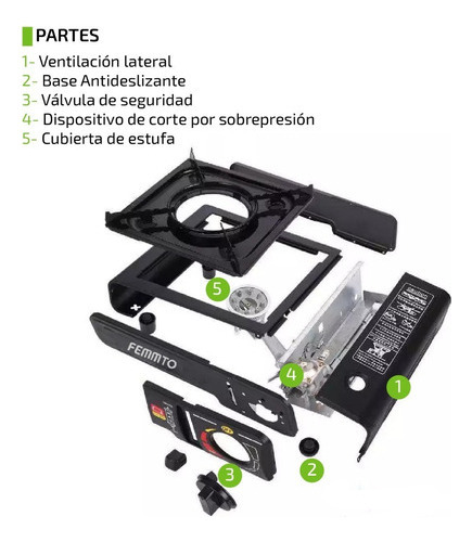Imagen 8 de 10 de Anafe Portatil 1 Hornalla Quemador Camping Maletin Adap Dual