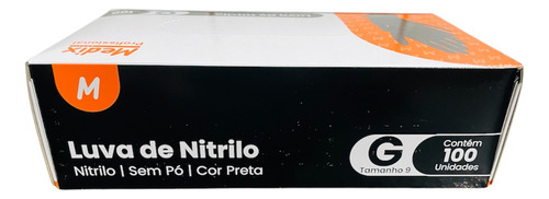 Luva Nitrilica Preta Medix Profissional S/ Pó Atacado 1000un Cor Preto Tamanho M