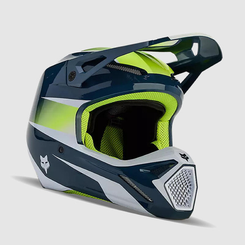 Casco Moto V1 Flora Azul Petroleo/verde Limon/blanco Fox