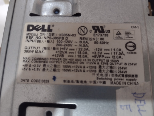 Fonte Para Del E520,original, Com Garantia, Revisada (Usado)