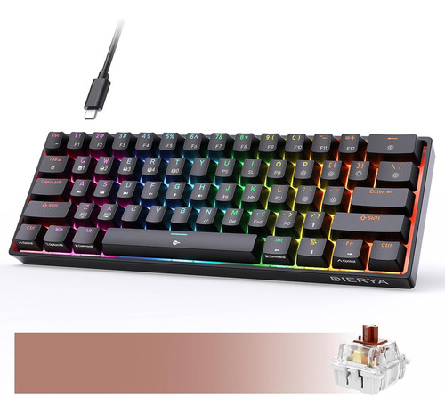 Teclado Para Dierya Pc, Dk61e Switch Marron, Mecanico, Rgb