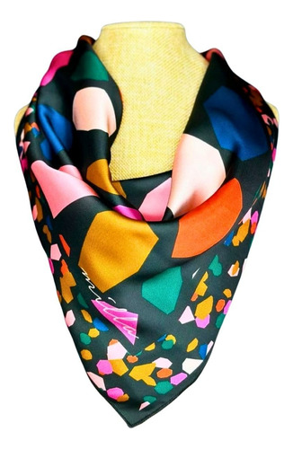 Pañuelo Seda Diseño Estampado Mujer 50 X 50 Bandana Variedad De Colores Variado 50 X50