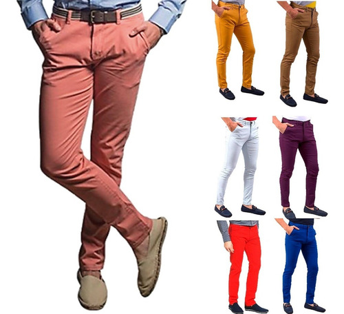 Pantalones Caballeros Strech  Slim Fit  By Plutonio 