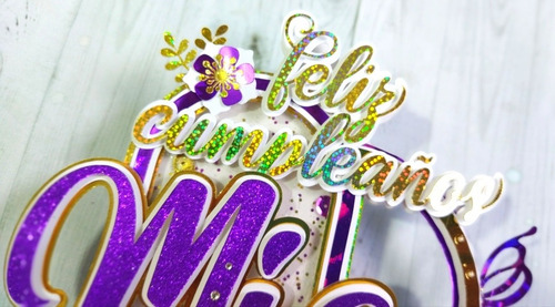 Topper Para Tortas Feliz Cumpleaños Fiestas Personalizados