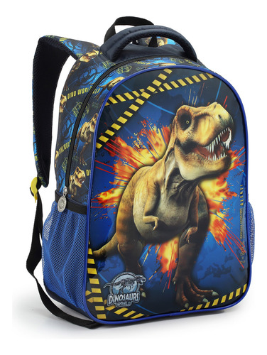 Mochila Escolar Costas Infantil Dinossauro Seanite Menino Cor Azul