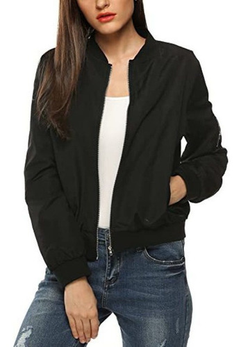 Chaqueta Bomber Jacket Acolchada Clásica Para Mujer