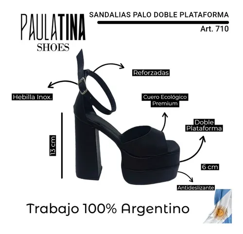 Sandalias Zapatos Fiesta Taco Palo Doble Plataforma Cuero 43.990