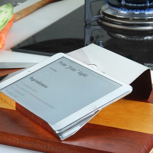 Suporte Porta Tablete/livro Receita Mesa Inox Polido- Chapéu