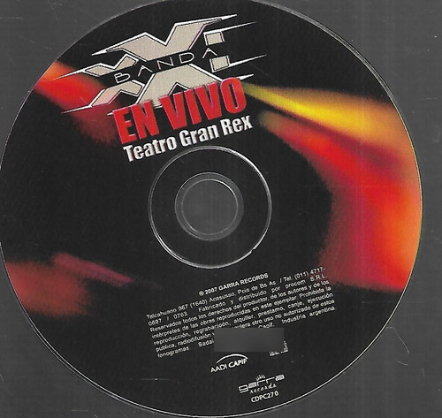 Banda Xxi 21 Album En Vivo Teatro Gran Rex Garra Cd Sin Ta 