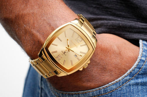 Relogio Technos Masculino Quadrado Golf Dourado