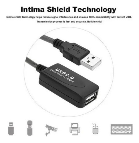 Cabo Extensor Usb 2.0 Ativo Amplificado 10m Macho Fêmea