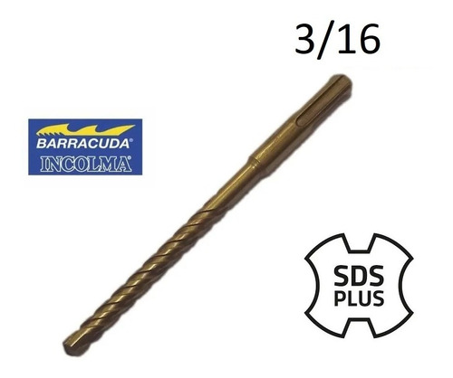 Broca Mecha Para Muro Sds Plus Zincd 3/16  Barracuda Incolma