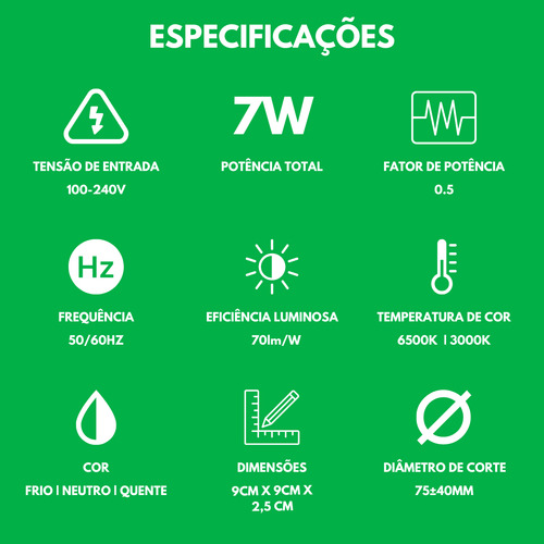 Kit 10 Focos Led De Techo 7w Direccionales 3000k 6500k