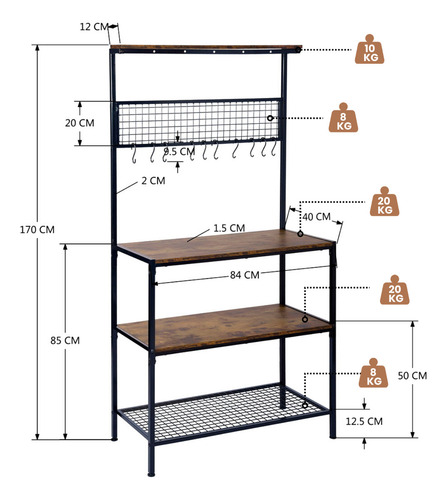 Armario De Almacenamiento Con Soporte Para Microondas Keyon Color Marrón