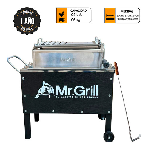 Caja China Mr Grill Mediana Jr Black + Parilla + Atizador