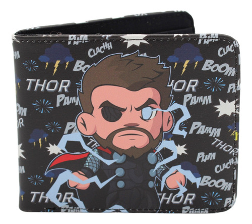 Cartera Thor Caricatura - Negra Boom - Avengers Marvel