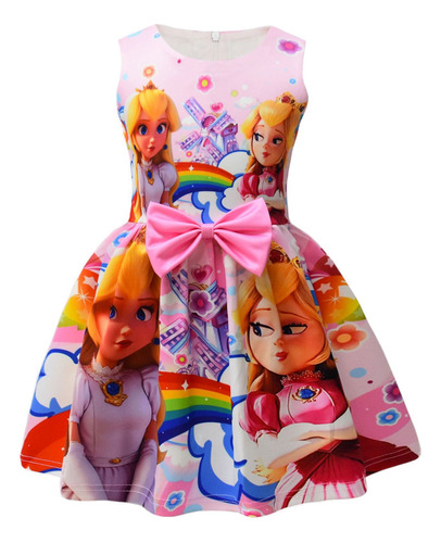 Vestido De Super Mario Princess Peach Pinkie Para Niñas 9323