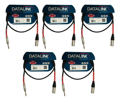 Kit 5 Cabo Datalink Garage Microfone P10 X Xlr  M  Gd009 1m