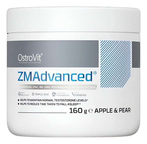 Zma Advanced Con Ashwaganda Polvo 160 Gr Sabor Manzana Pera