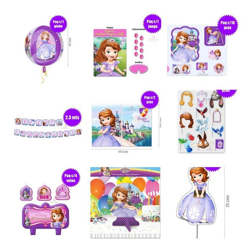 Princesa Sofía Platos Desechables Pasteleros Fiesta Sof0m1