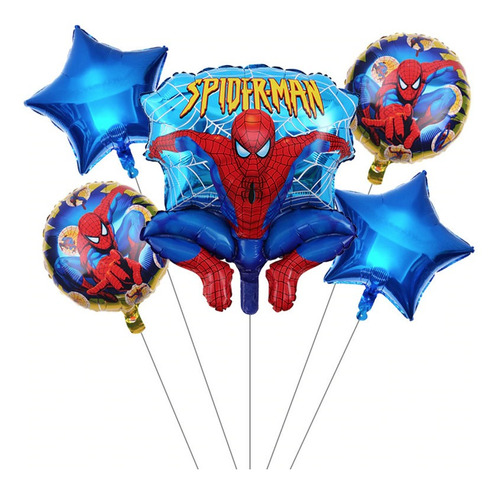 Set 5 Globos Metalicos Spiderman Decoracion Fiesta Tematica | MercadoLibre