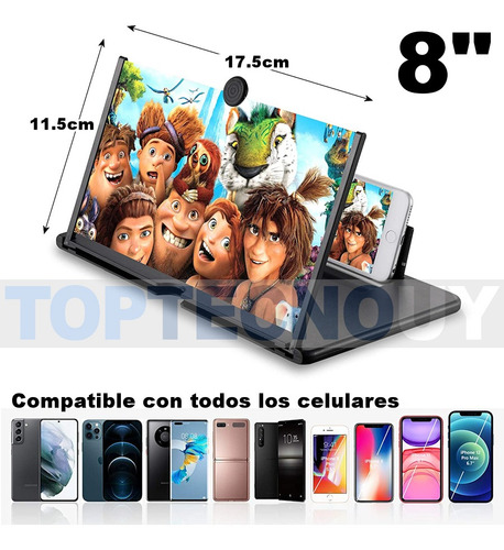 Imagen 2 de 4 de Amplificador De Pantalla 8 Lupa Zoom Aumenta Tamaño Celular