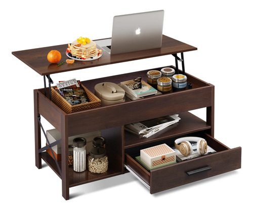 Mesa Auxiliar Elevable 99 Cm Con Compartimento Oculto Espres