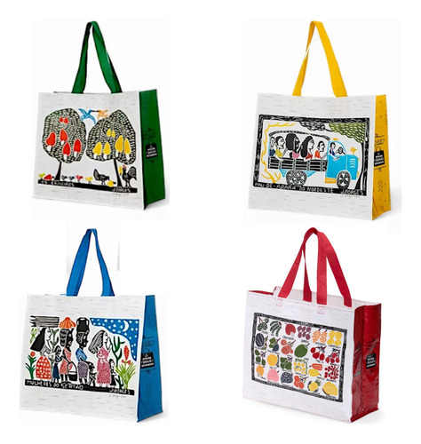 10 Sacolas Ecobag De Ráfia Reutilizaveis P/ Compras Sunstentáveis 40x35x18