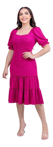 Vestido Feminino Babado Moda Evangélica Tubinho