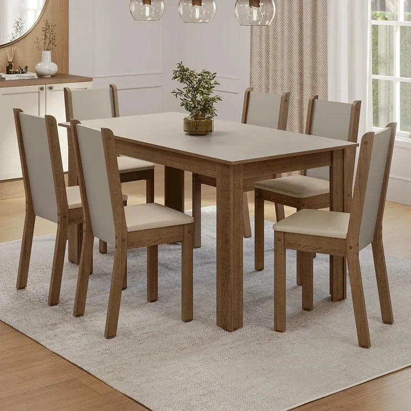 Mesa jantar com cadeiras de madeira