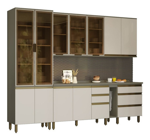 Cozinha Modulada Completa 7 Peças Connect Duna/cristal Henn Cor Nude