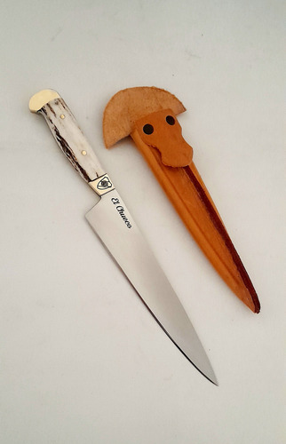 Cuchillo Artesanal, Hoja Inox. 17 Cm. Personalizado, Ciervo Plateado