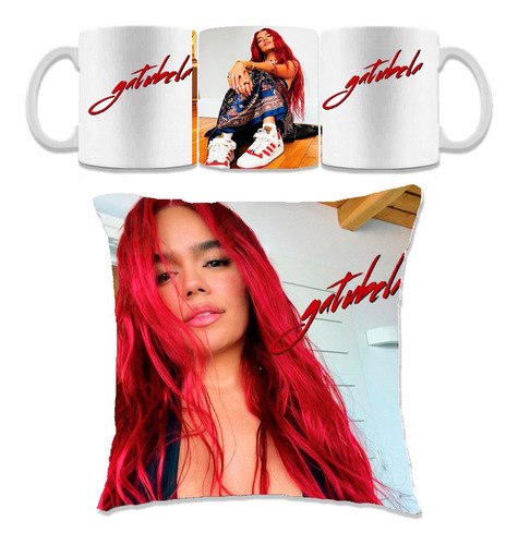 Set Cojin Taza Personalizado Karol G Gatubela La Bichota