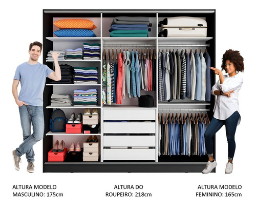 Ropero Closet Madesa Royale 3 Puertas 1 Espejo N Color Negro