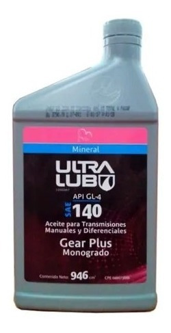 Imagen 1 de 1 de Aceite De Transmision Mineral Ultra Lub Api Gl-4 Sae 140 