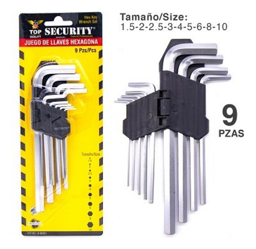 Juego De Llaves Exagonal Security 9 Pcs 