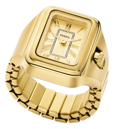 Reloj Mujer Fossil Es5343 Raquel Ringwatch Correa Dorado Bisel Dorado Fondo Dorado